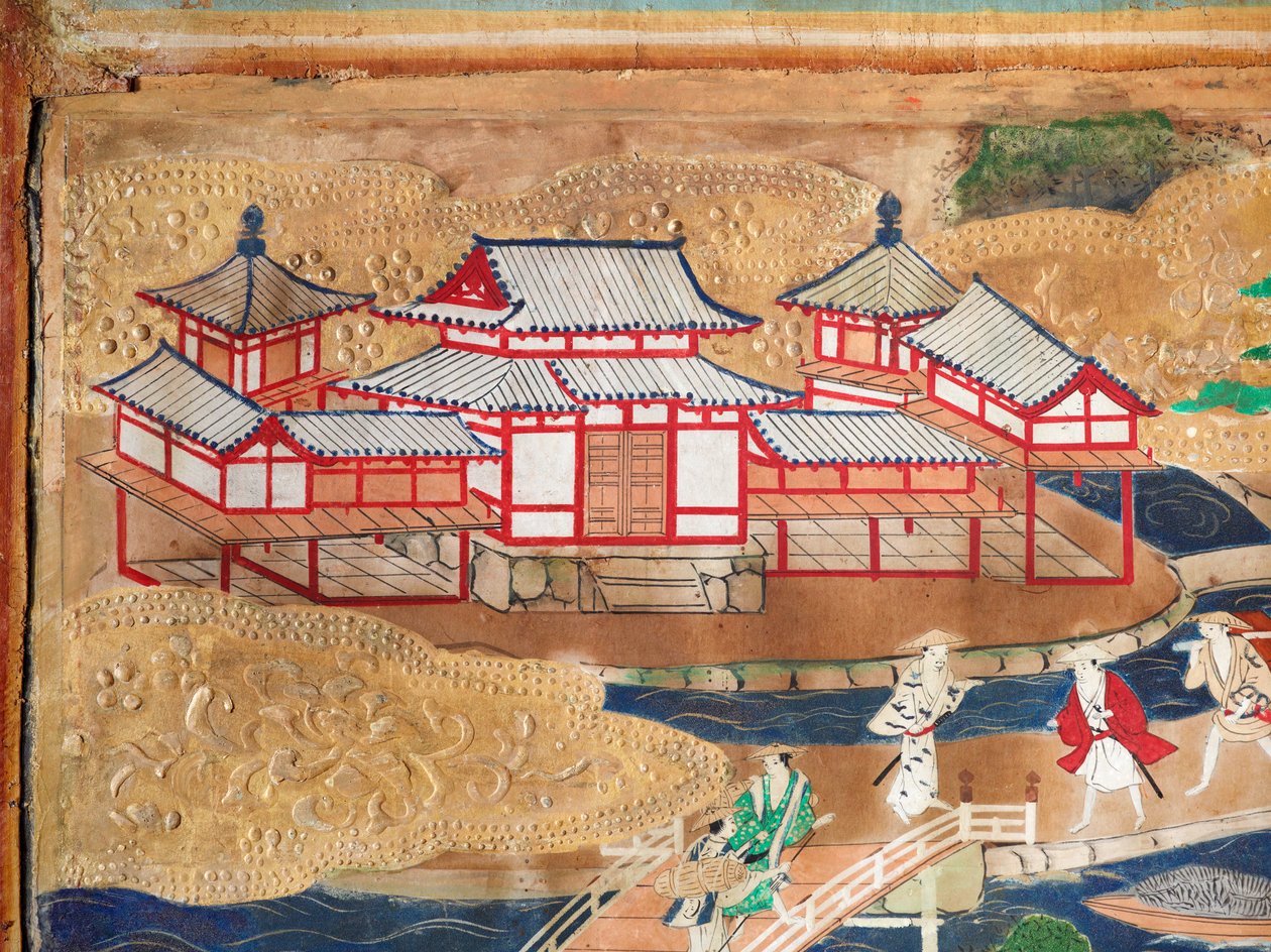 Osakazu Byobu - Japoński ośmiopanelowy składany ekran (obraz) autorstwa Japanese School