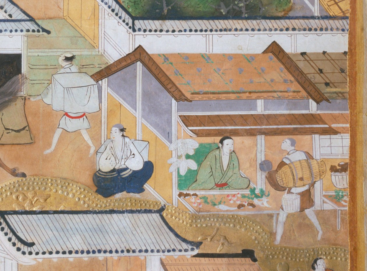 Osakazu Byobu - Japoński ośmiopanelowy składany ekran (obraz) autorstwa Japanese School