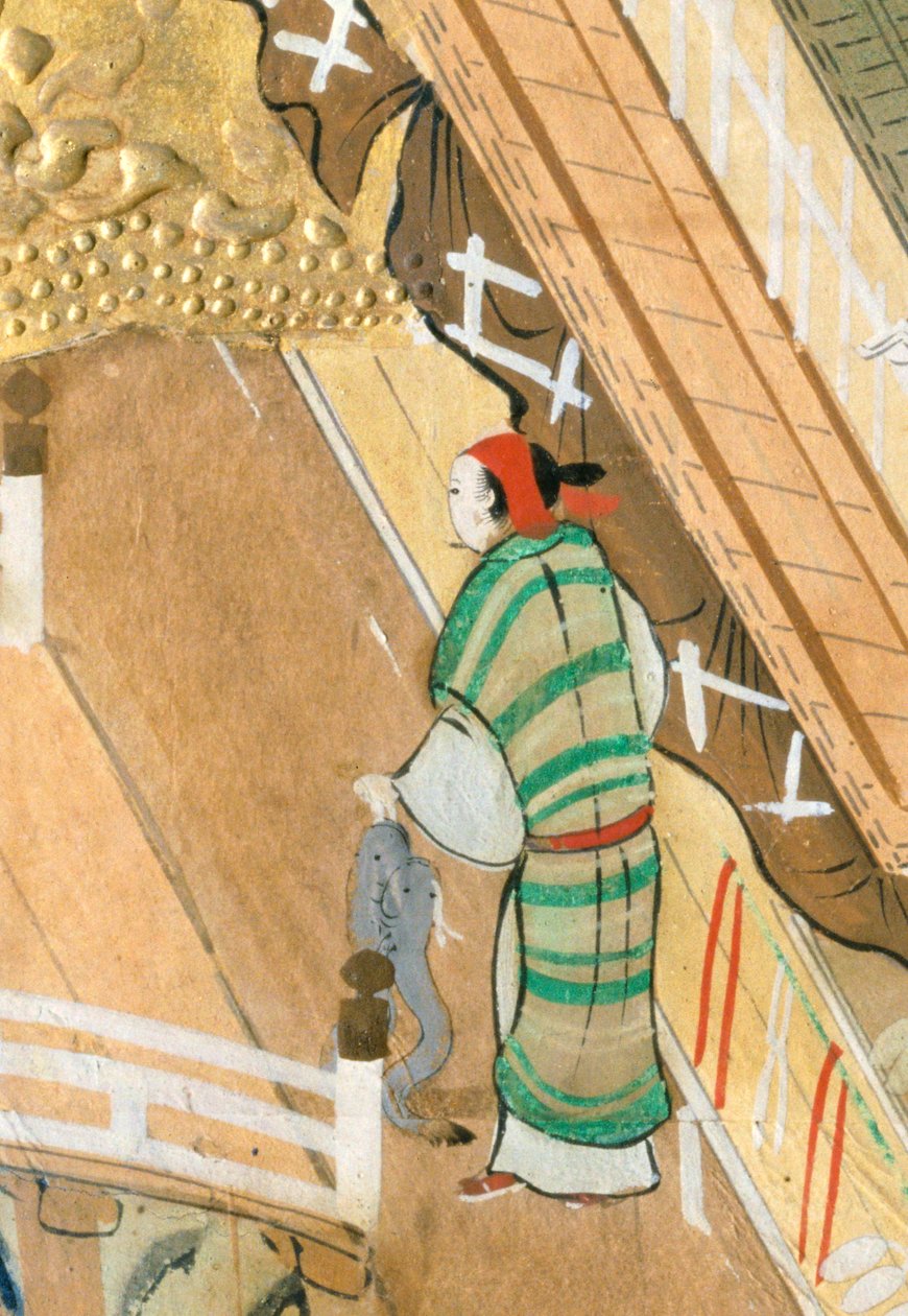 Osakazu Byobu - Japoński ośmiopanelowy składany ekran (obraz) autorstwa Japanese School