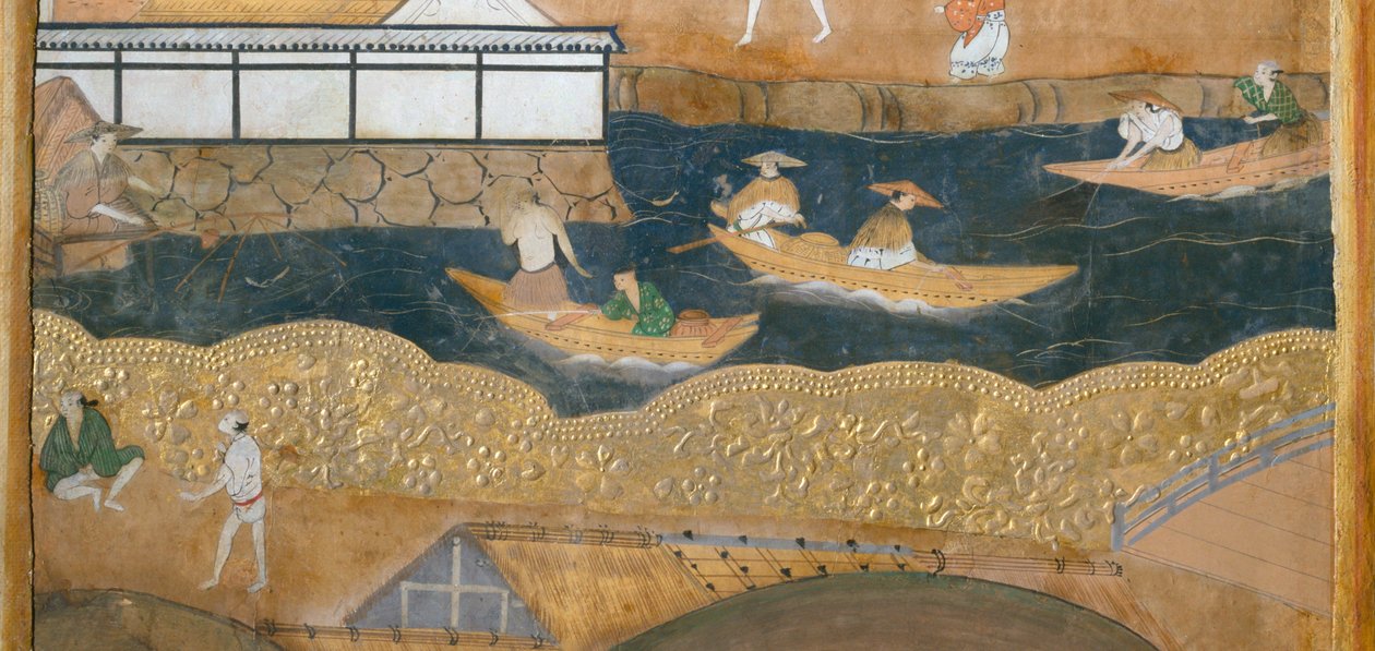 Osakazu Byobu - Japoński ośmiopanelowy składany ekran (obraz) autorstwa Japanese School