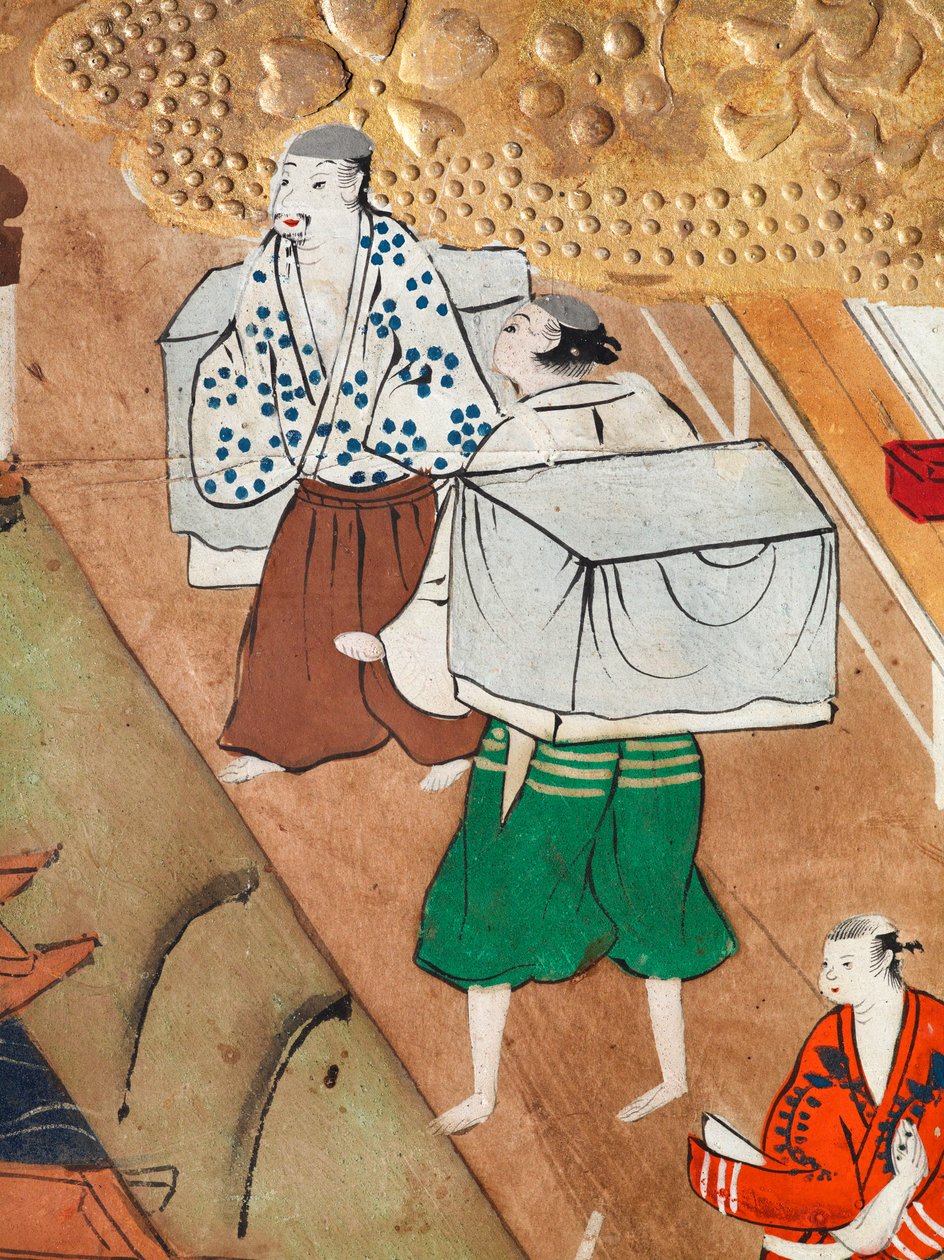 Osakazu Byobu - Japoński ośmiopanelowy składany ekran (obraz) autorstwa Japanese School