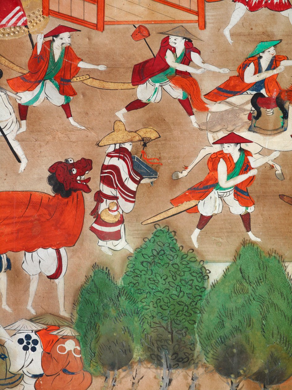 Osakazu Byobu - Japoński ośmiopanelowy składany ekran (obraz) autorstwa Japanese School