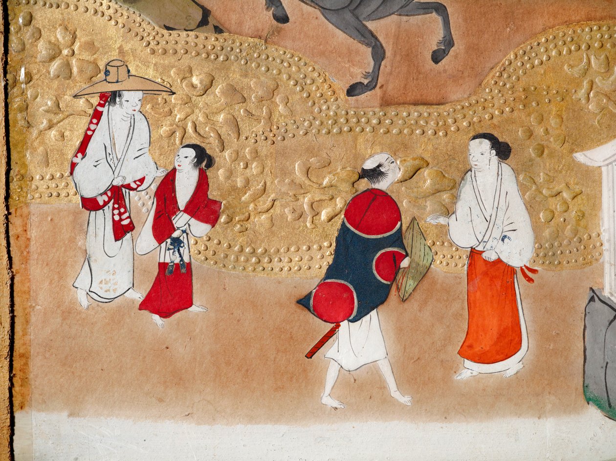 Osakazu Byobu - Japoński ośmiopanelowy składany ekran (obraz) autorstwa Japanese School