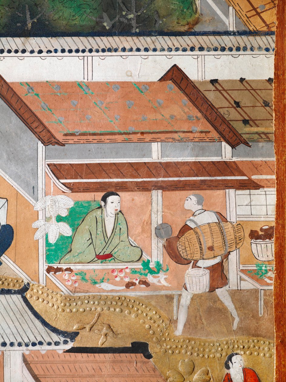 Osakazu Byobu - Japoński ośmiopanelowy składany ekran (obraz) autorstwa Japanese School
