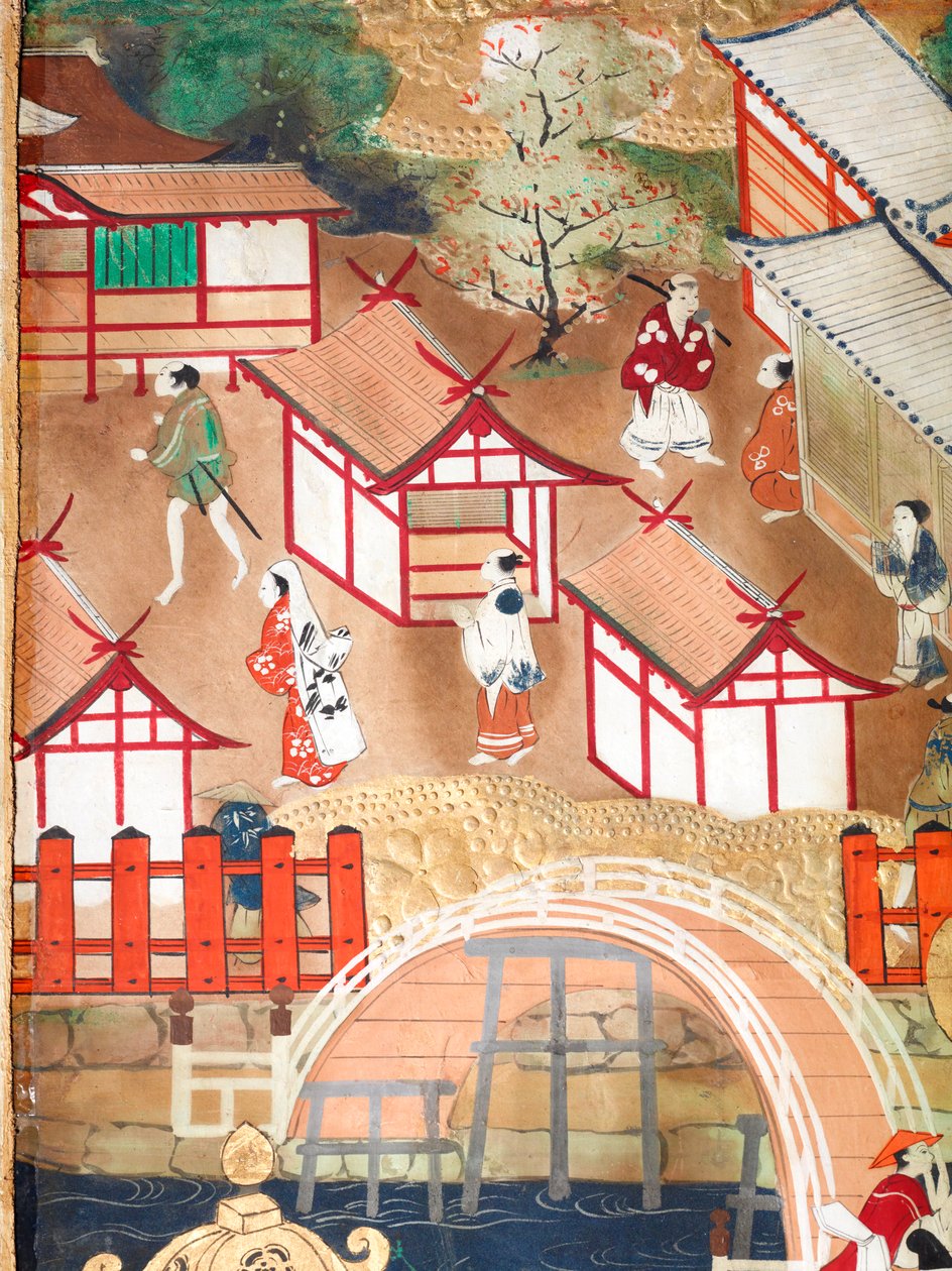 Osakazu Byobu - Japoński ośmiopanelowy składany ekran (obraz) autorstwa Japanese School