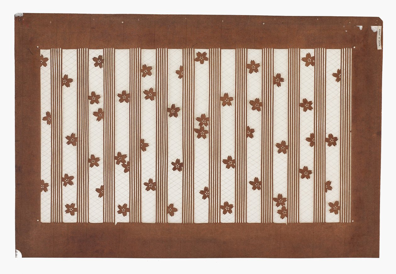 Wzornik papierowy (katagami), koniec XIX wieku (papier z kory morwy poddany obróbce persimmon sok i jedwabna nić) autorstwa Japanese School