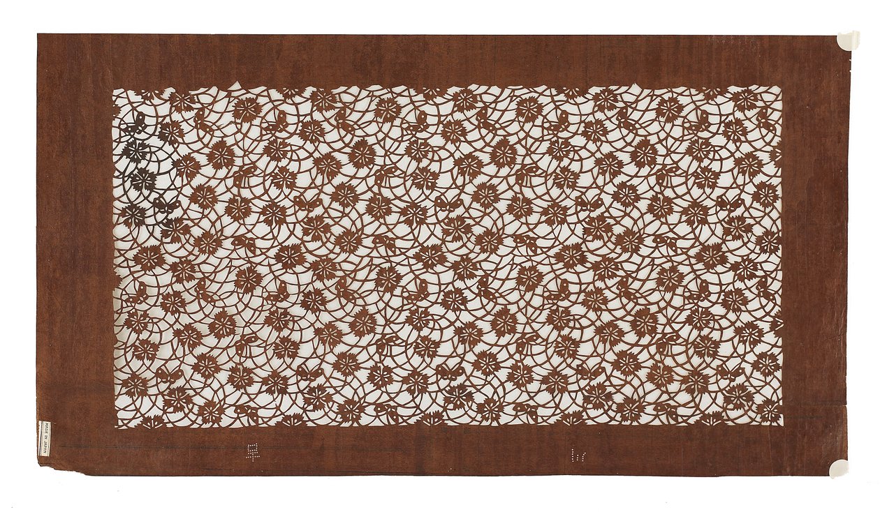 Wzornik papierowy (katagami), koniec XIX wieku (papier z kory morwy poddany obróbce persimmon sok) autorstwa Japanese School