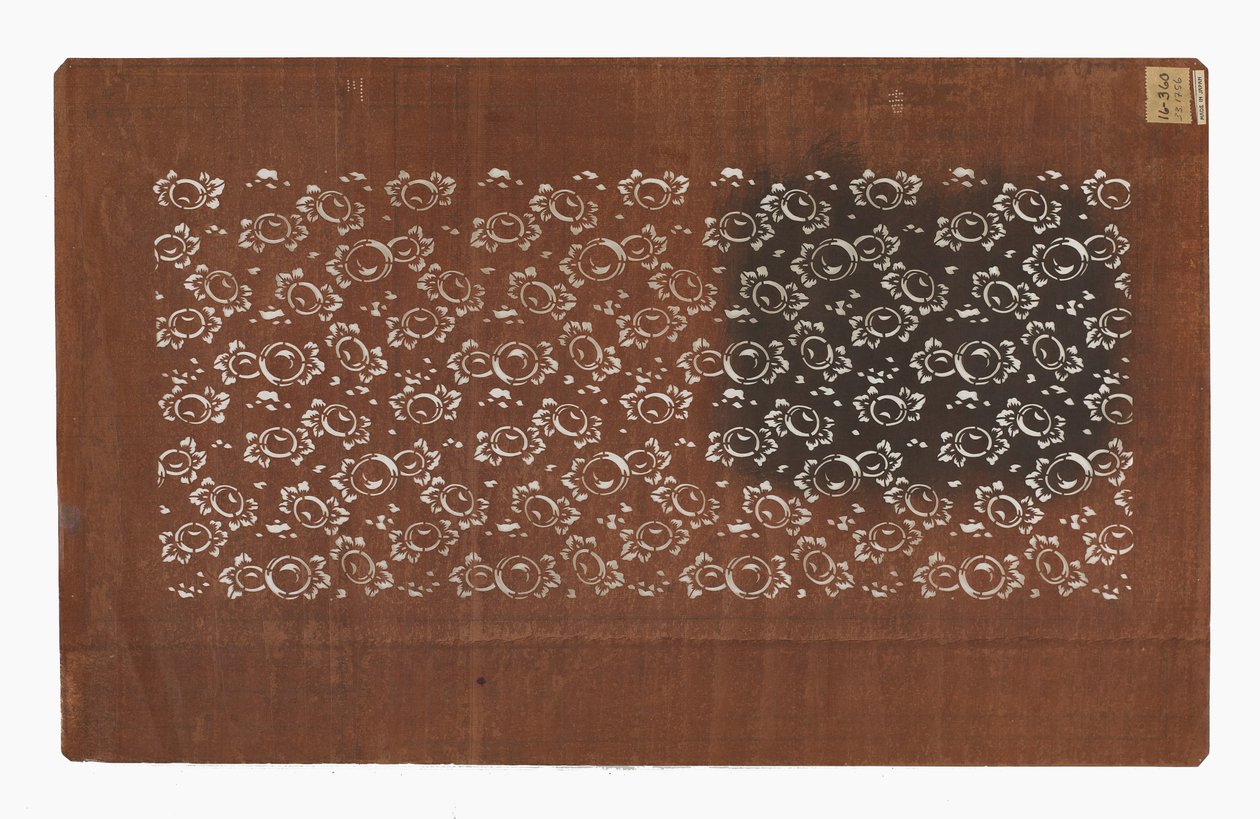 Wzornik papierowy (katagami), koniec XIX wieku (papier z kory morwy poddany obróbce persimmon sok) autorstwa Japanese School