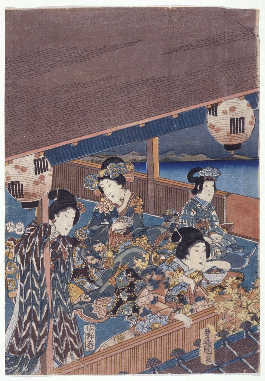 Część tryptyku Genji (drzeworyt kolorowy) autorstwa Japanese School