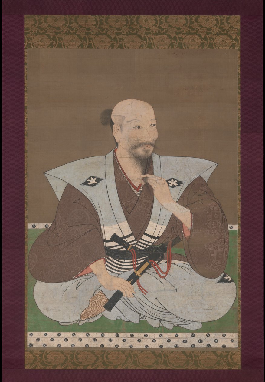 Portret wojownika, wiszący zwój autorstwa Japanese School
