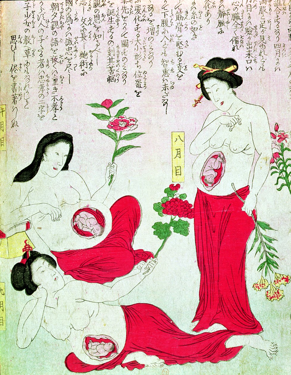 Kobiety w ciąży, 1881 autorstwa Japanese School