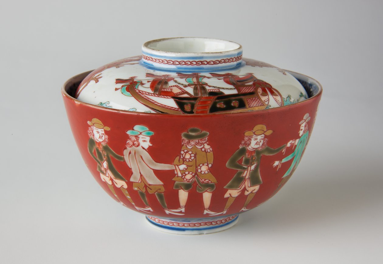 Miska i pokrywka na ryż, prawdopodobnie z XIX wieku (naczynia Ko-Imari, porcelana z niebieską emalią underglaze i overglaze) autorstwa Japanese School