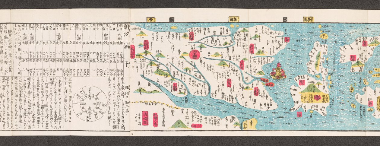 Fragment mapy dróg w Japonii.  Dai Nihon koku junro meiki daisei. ["Przejrzysta i szczegółowa mapa głównych dróg Japonii"]  1850 autorstwa Japanese School
