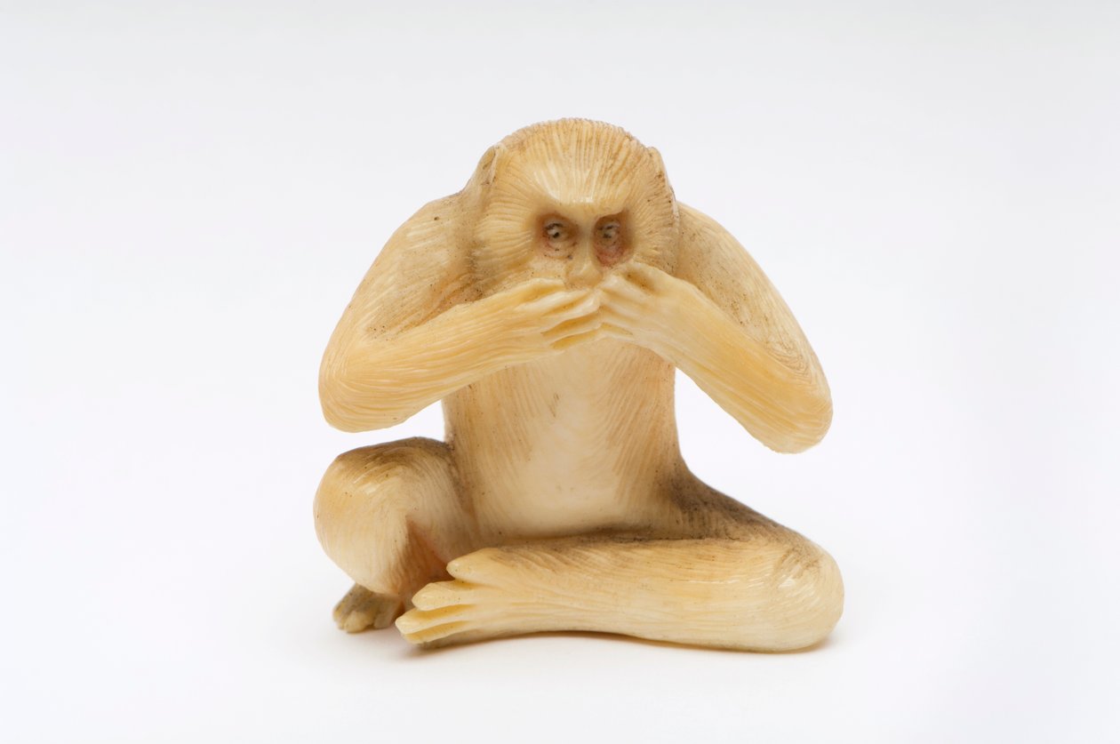 Speak No Evil, jedna z Trzech Mądrych Małp autorstwa Japanese School