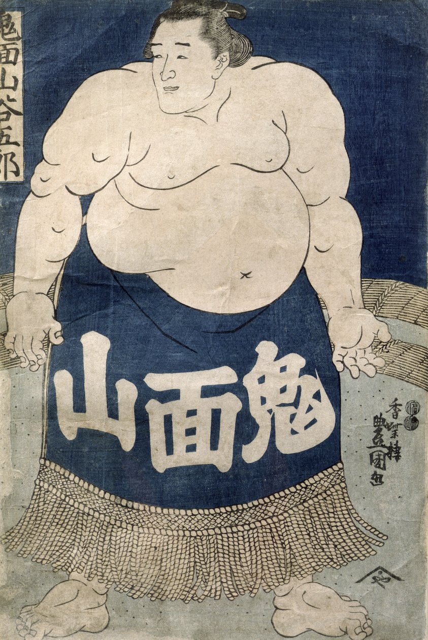 Zapaśnik sumo (kolorowy drzeworyt) autorstwa Japanese School
