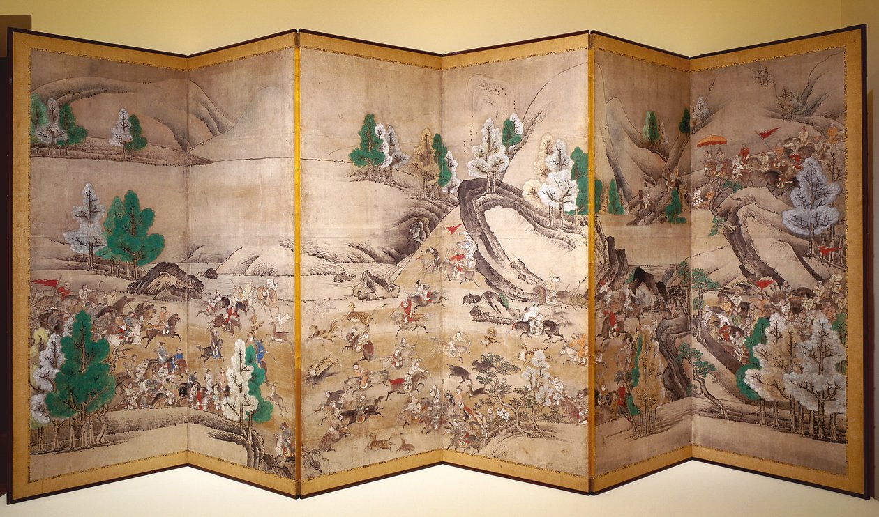 Polowanie na tatar (atrament, kolor, papier) autorstwa Japanese School