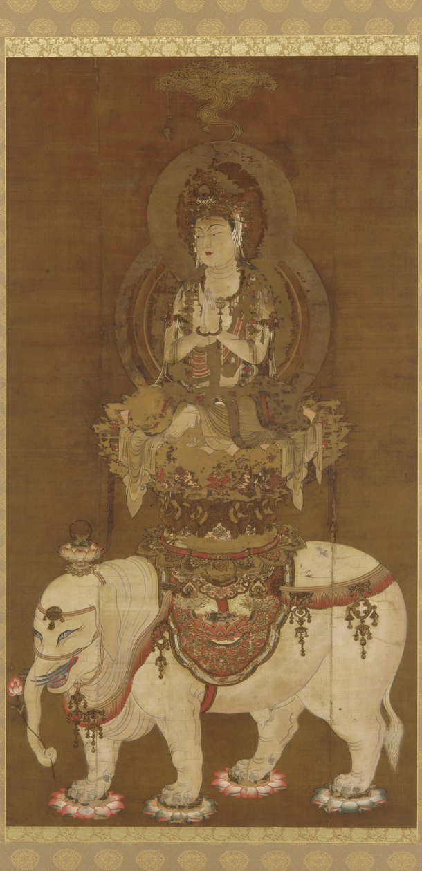 Bodhisattwa - Fugen (Fugen Bosatsu) Okres Heian (atrament, złoto i srebro na jedwabiu) autorstwa Japanese School