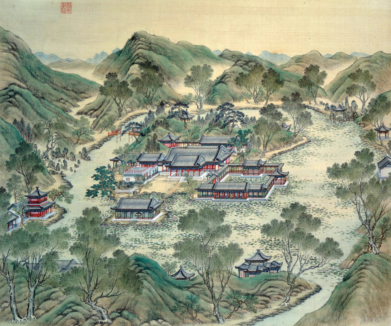 Fragment Grand Palais z XIX-wiecznej japońskiej grafiki. autorstwa Japanese School