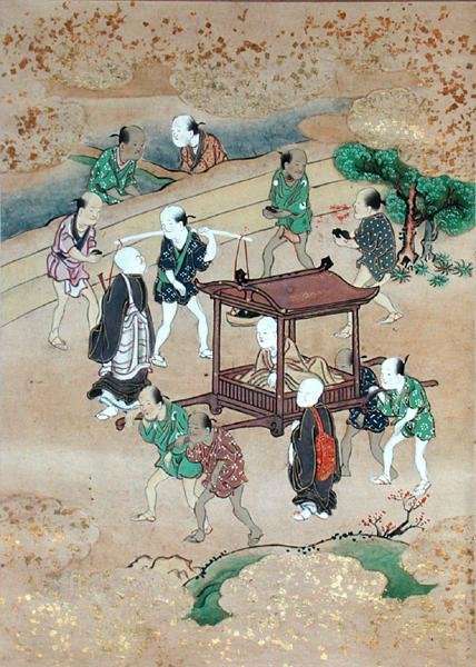 Mnich Shogaku (1126-1235) Podróż w Koshi (akwarela na papierze) autorstwa Japanese School