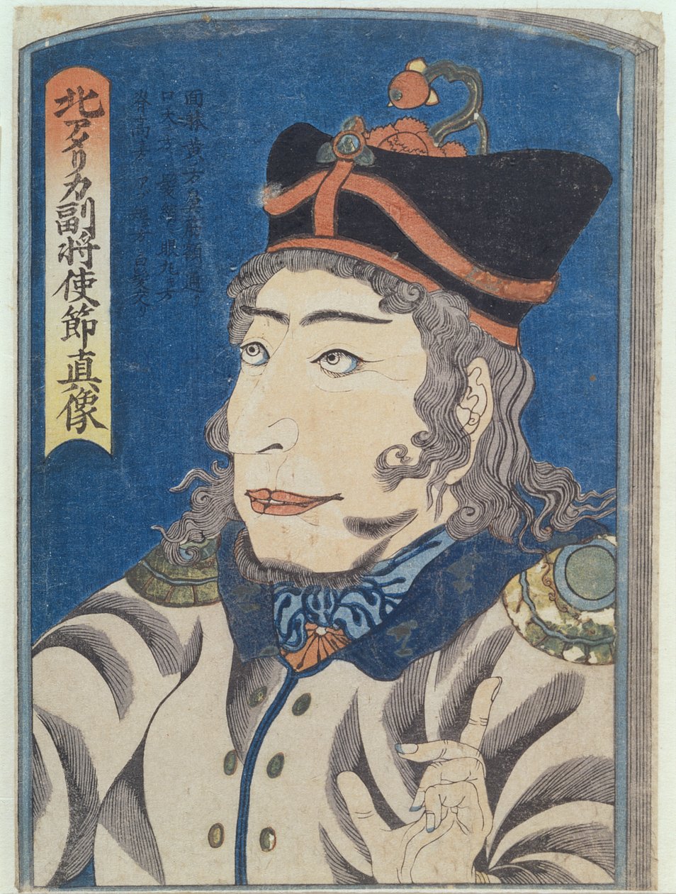 Północnoamerykański adiutant generała Adamsa, ok. 1854 (kolorowy drzeworyt) autorstwa Japanese School