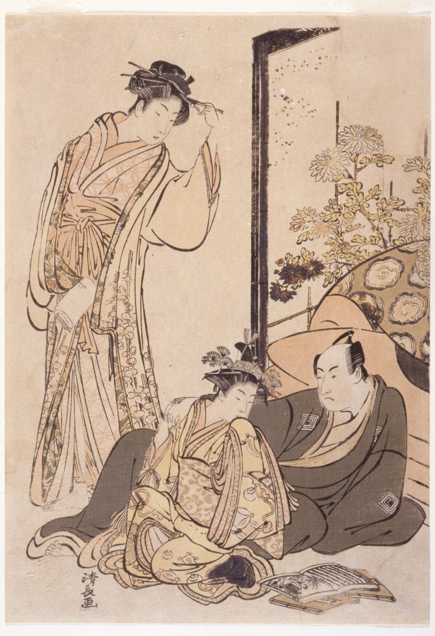 Trzy postacie, około 1760-1810 (drzeworyt) autorstwa Japanese School