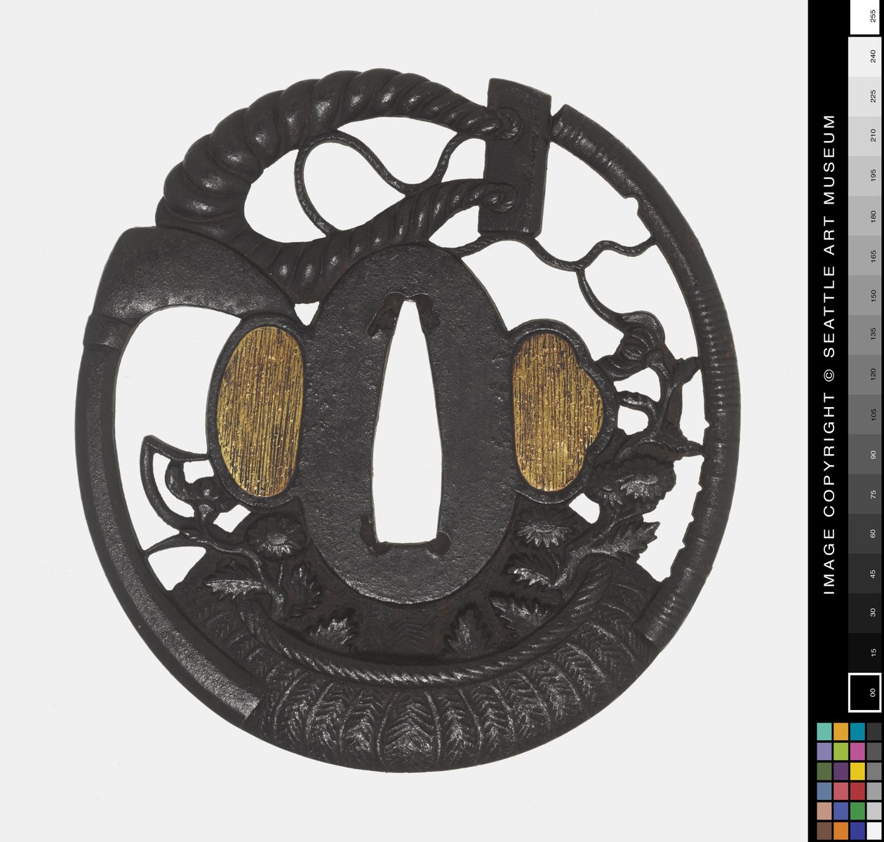 Tsuba: Kwiaty, Kosa, Lina, początek 18. wiek (Żelazo) autorstwa Japanese School