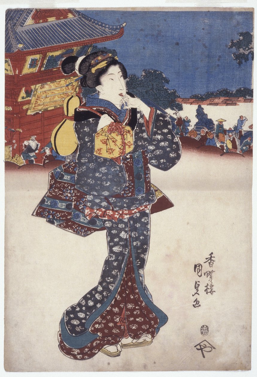 Bez tytułu (Kobieta w podróży) (drzeworyty kolorowe) autorstwa Japanese School