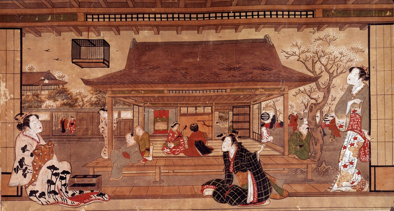 Widok na Pałac Maromasa. XVIII-wieczna grafika japońska. Prywatna kolekcja autorstwa Japanese School