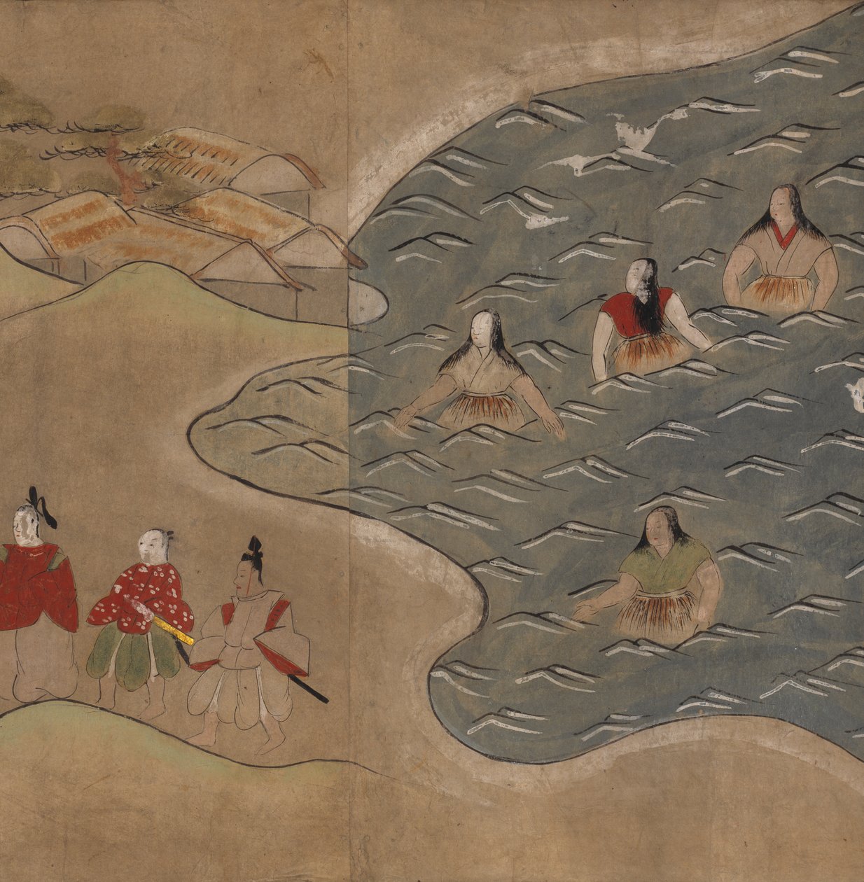 Kobiety w morzu, ilustracja z „Taishokkan” (tusz i kolor na papierze) autorstwa Japanese School
