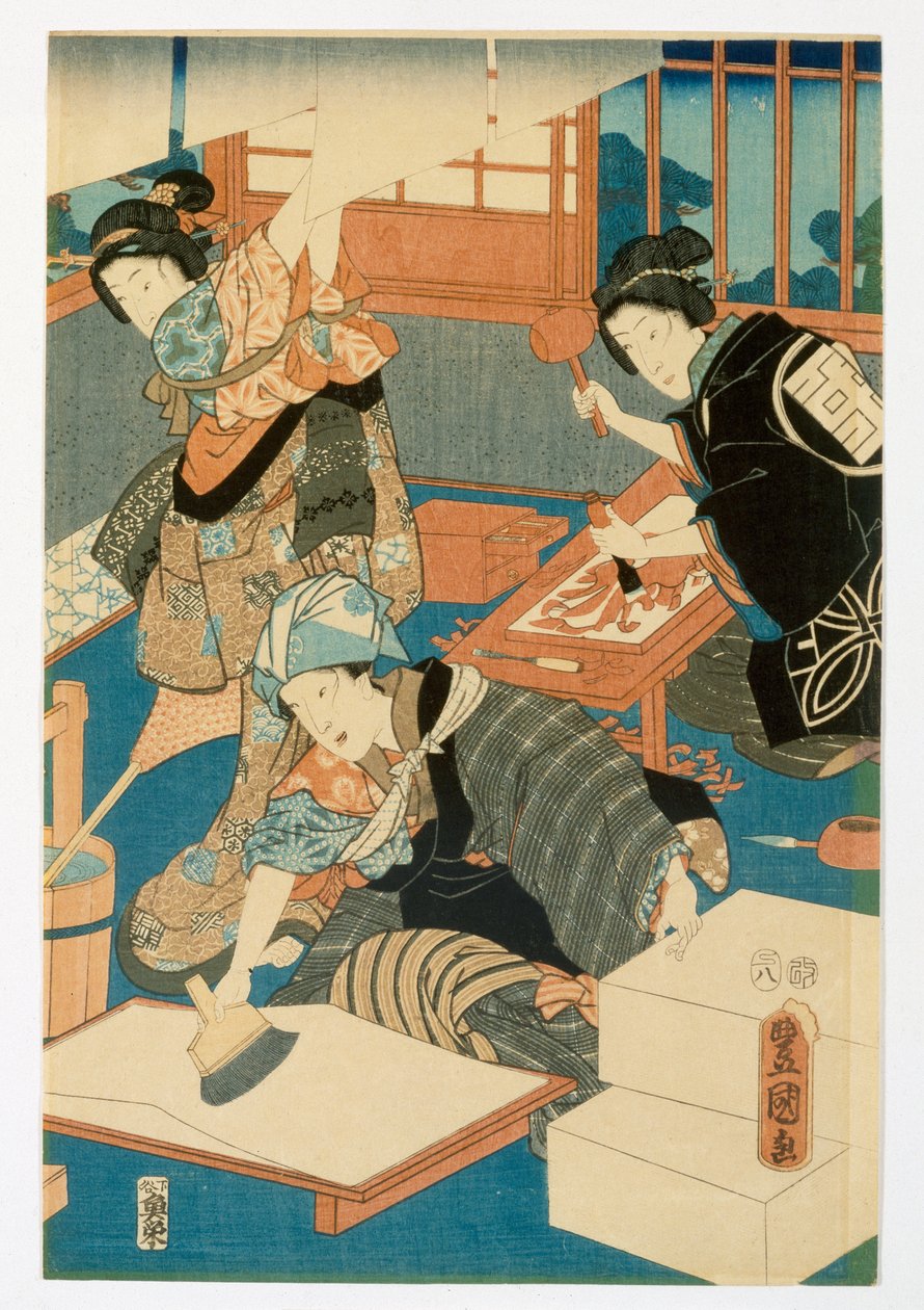 Produkcja Woodblock autorstwa Japanese School