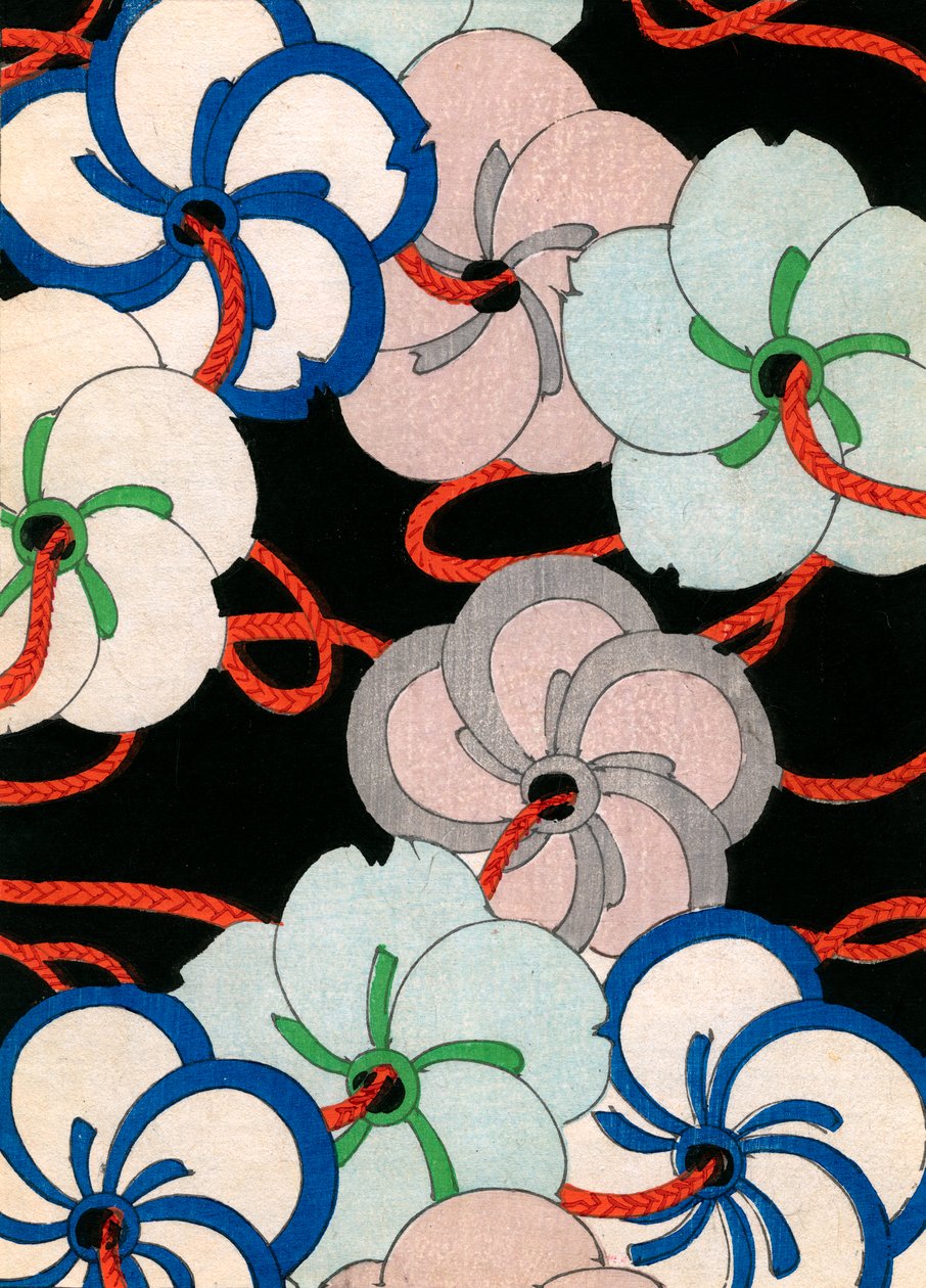 kolorowy drzeworyt z nadrukiem Camellia Ornaments autorstwa Japanese School