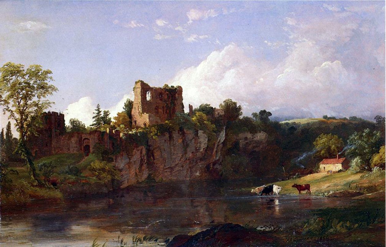 Zamek Chepstow, nad Wye, 1854 autorstwa Jasper Francis Cropsey