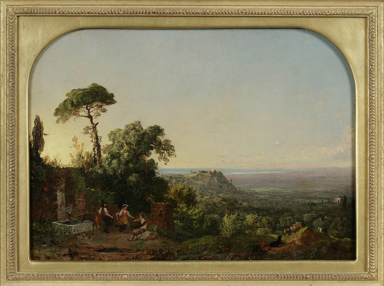 Pejzaż włoski, 1847-49 (olej na papierze mocowany do płyty) autorstwa Jasper Francis Cropsey