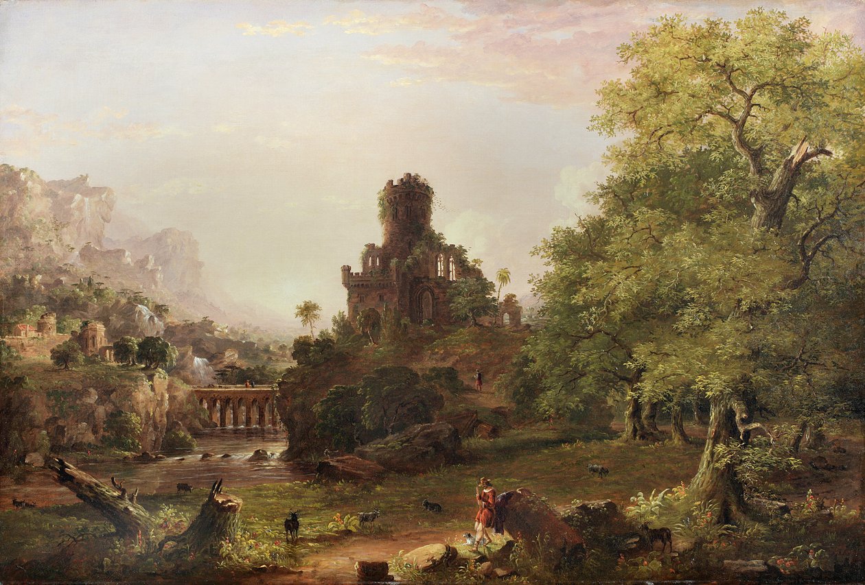 Krajobraz z ruinami, 1854 autorstwa Jasper Francis Cropsey