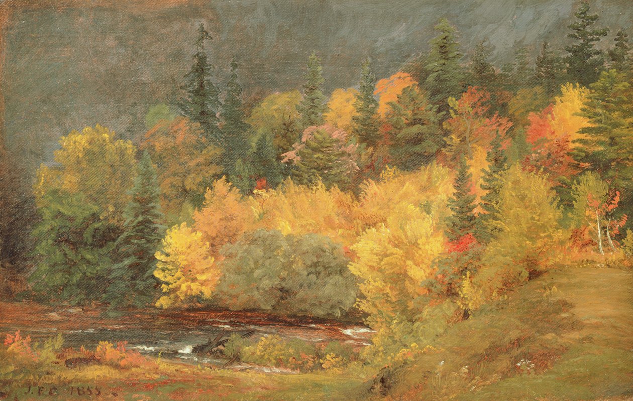 Jesień nad potokiem, 1855 autorstwa Jasper Francis Cropsey