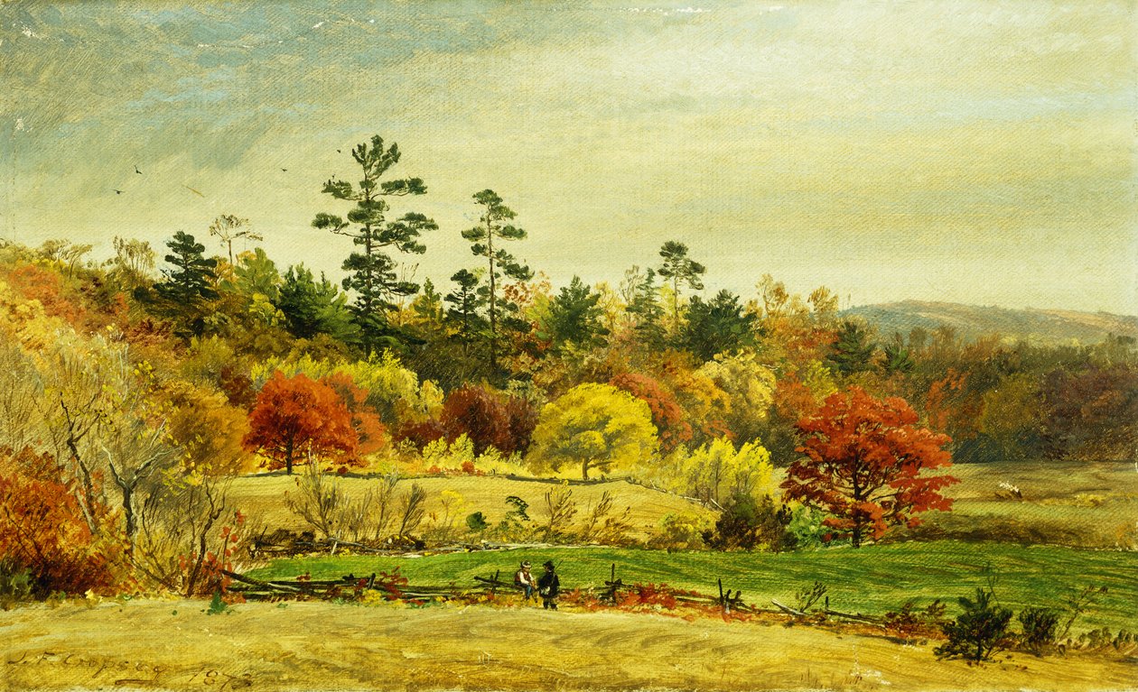 Rozmowa przy płocie, 1873 autorstwa Jasper Francis Cropsey