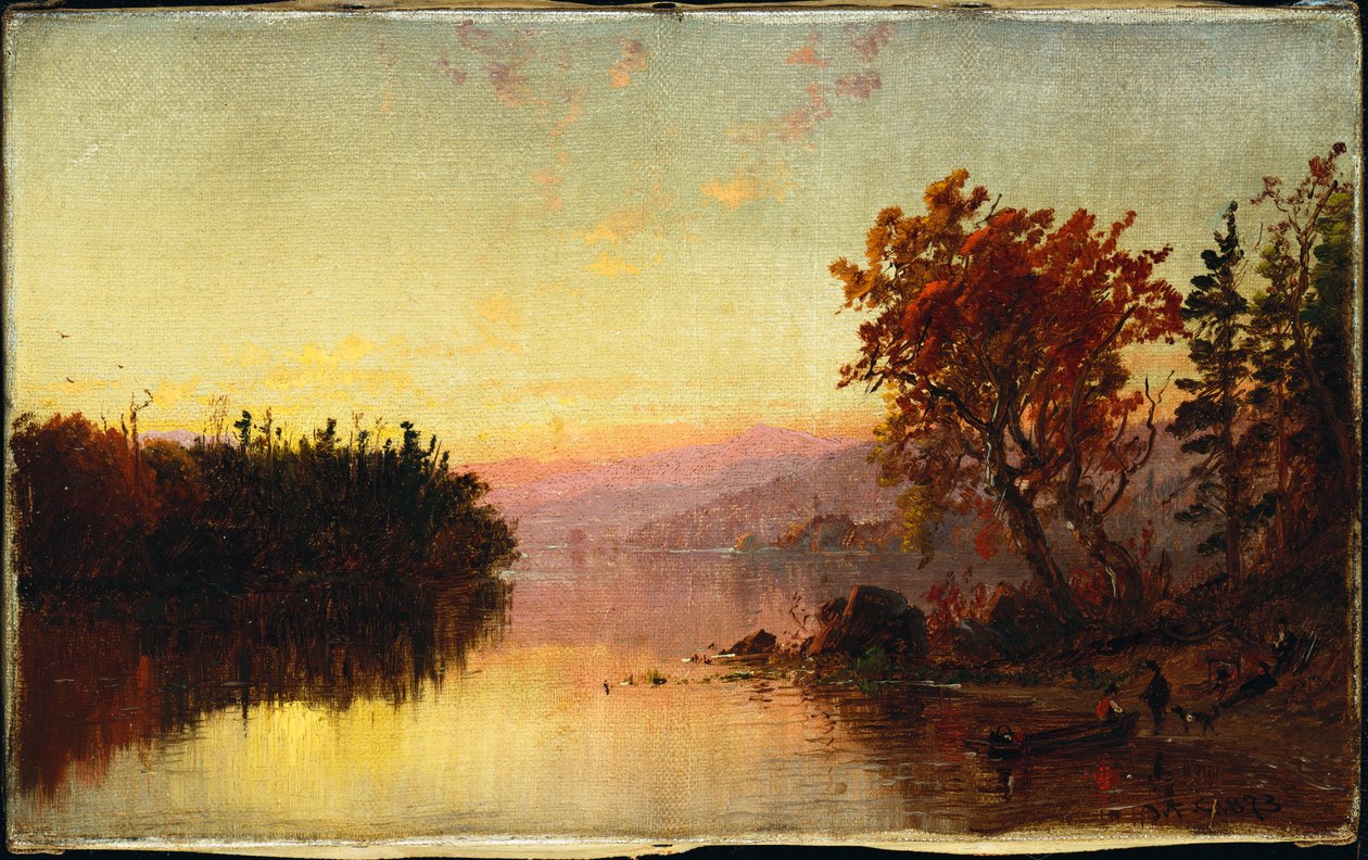 Greenwood Lake o zmierzchu, 1873 autorstwa Jasper Francis Cropsey