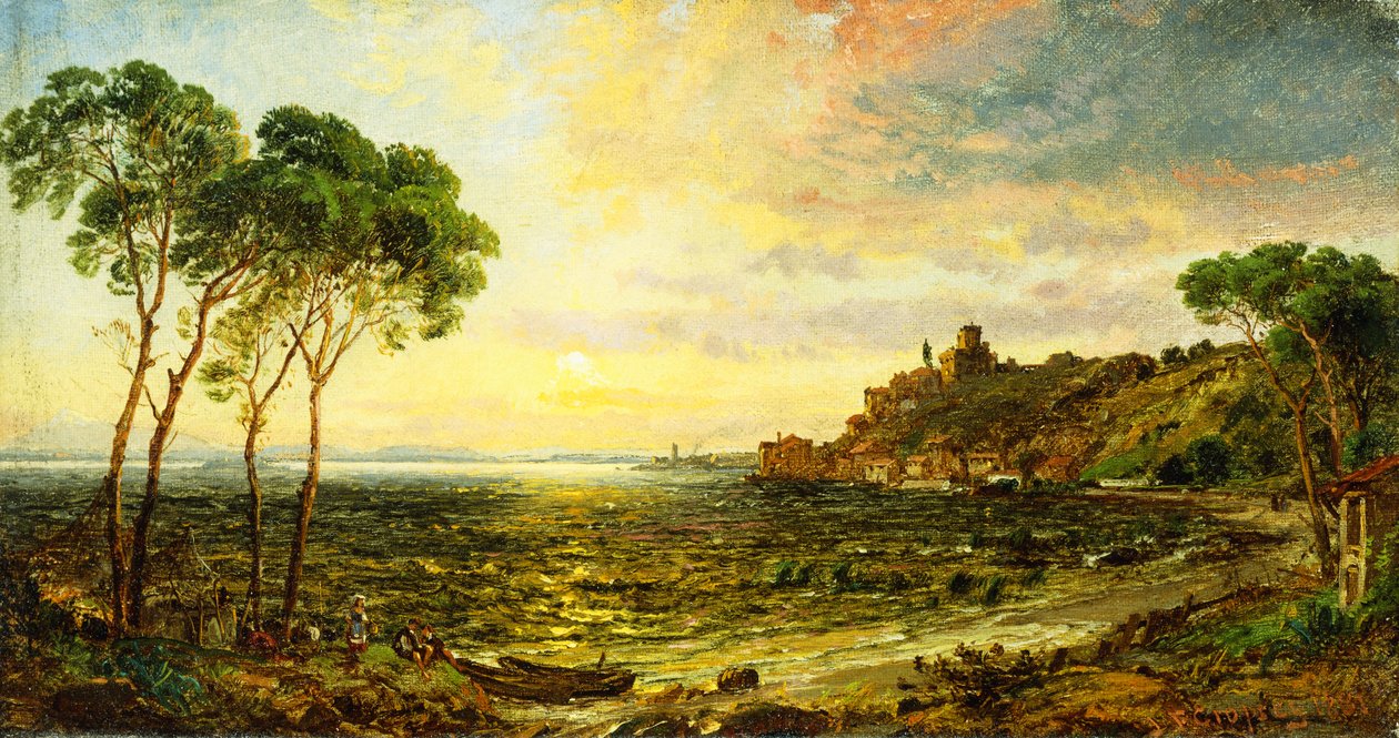 Zachód słońca nad jeziorem Thrasemine, 1887 autorstwa Jasper Francis Cropsey