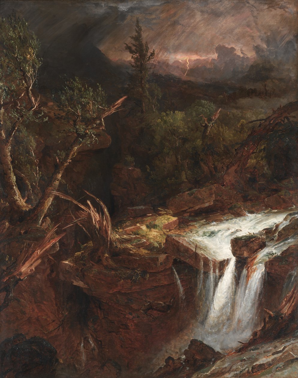 Goździk - scena burzy w górach Catskill, 1851. autorstwa Jasper Francis Cropsey