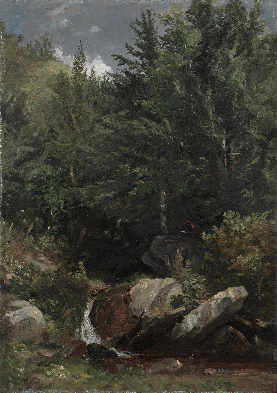 Drzewa i strumień na zboczu wzgórza autorstwa Jasper Francis Cropsey