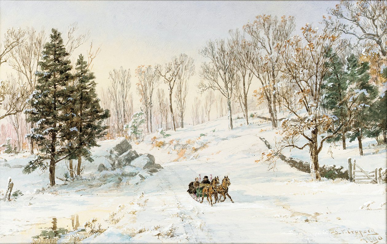 Zima na Ravensdale Road, Hastings-on-Hudson, Nowy Jork, 1890 autorstwa Jasper Francis Cropsey