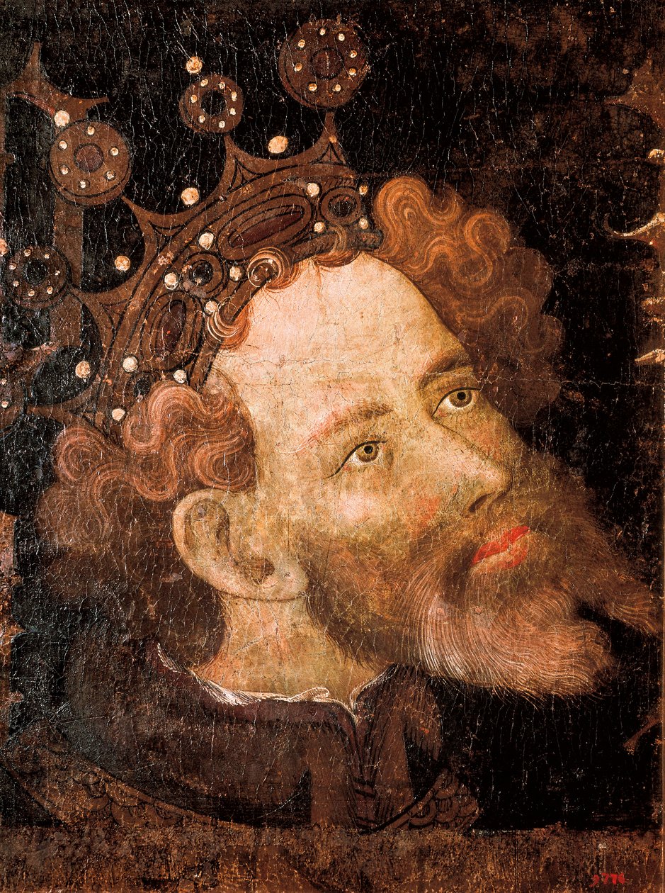 Piotr IV Aragoński, fragment tempery na drewnie autorstwa Jaume Mateu autorstwa Jaume Mateu