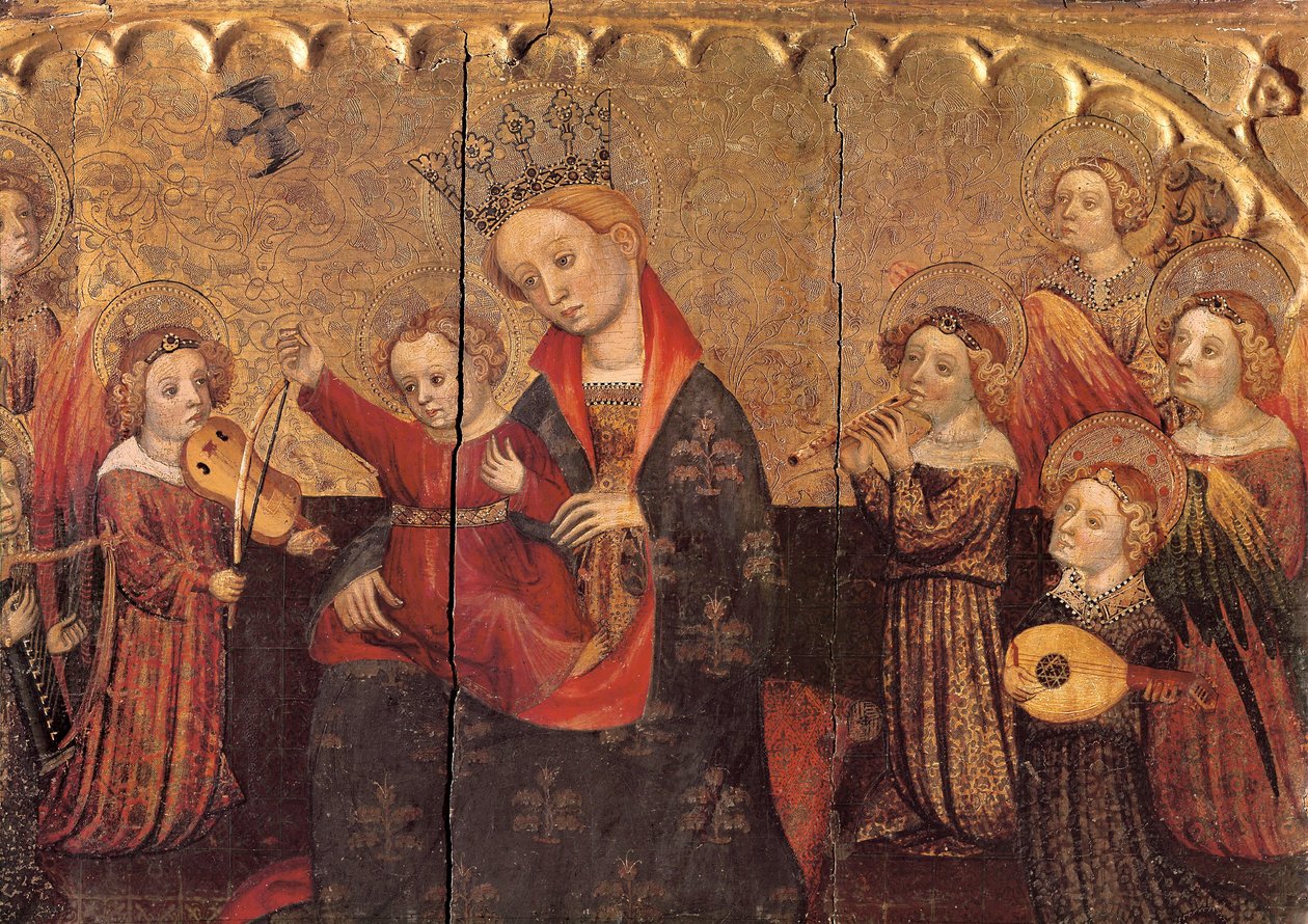 Komora z ołtarza z Muzykami Matki Boskiej z Dzieciątkiem i Aniołem, pocz. XV w. (tempera na drewnie) autorstwa Jaume Cabrera