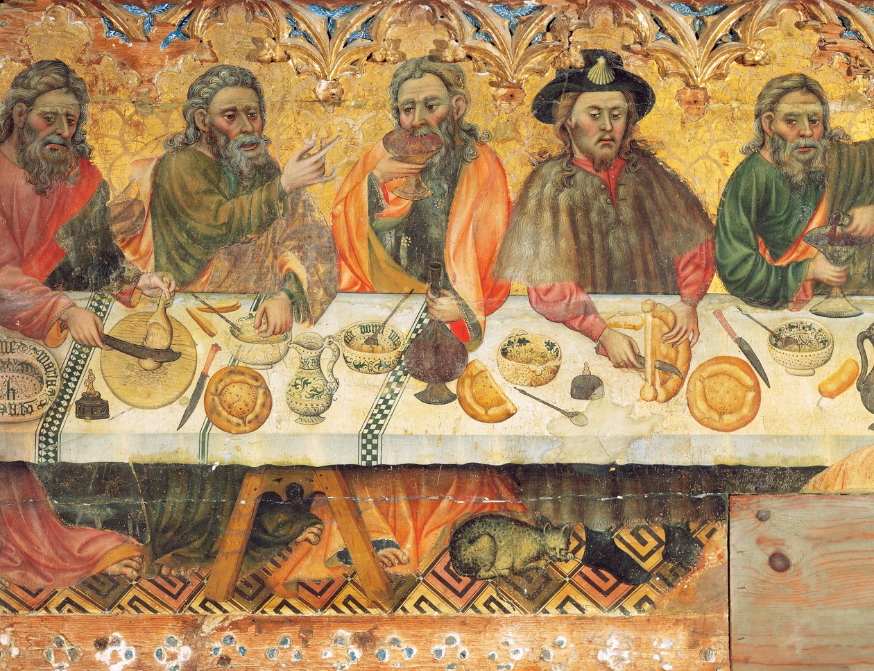 Święty obiad, fragment grupy apostołów autorstwa Jaume the elder Ferrer
