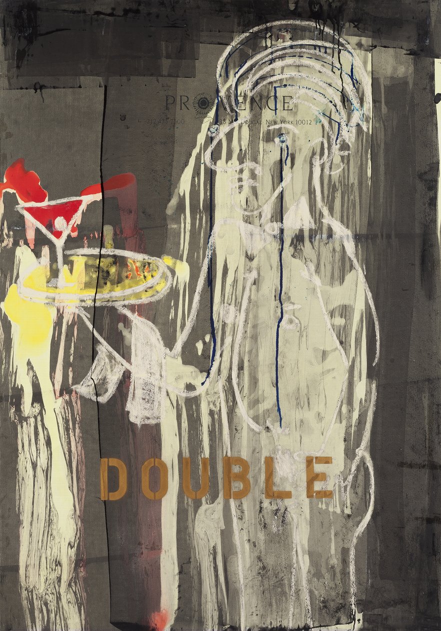 Double, 2010 (mieszane media na papierze akwarelowym zamontowanym na panelu z przepisem na odwrocie) autorstwa Jay Batlle