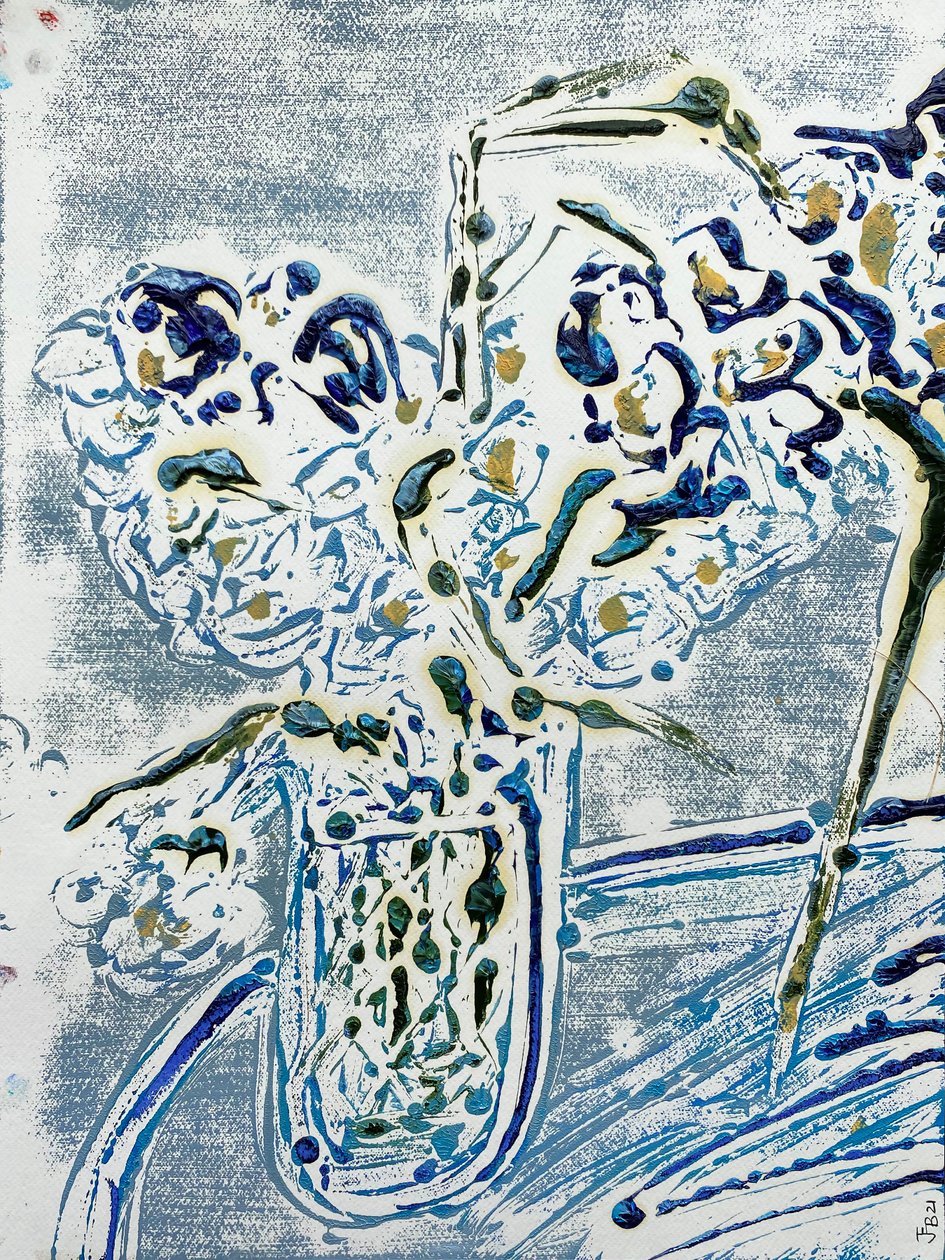 Fleur De Sel No. 02 Blue Carmel Monotype, 2021 (olej na papierze) autorstwa Jay Batlle