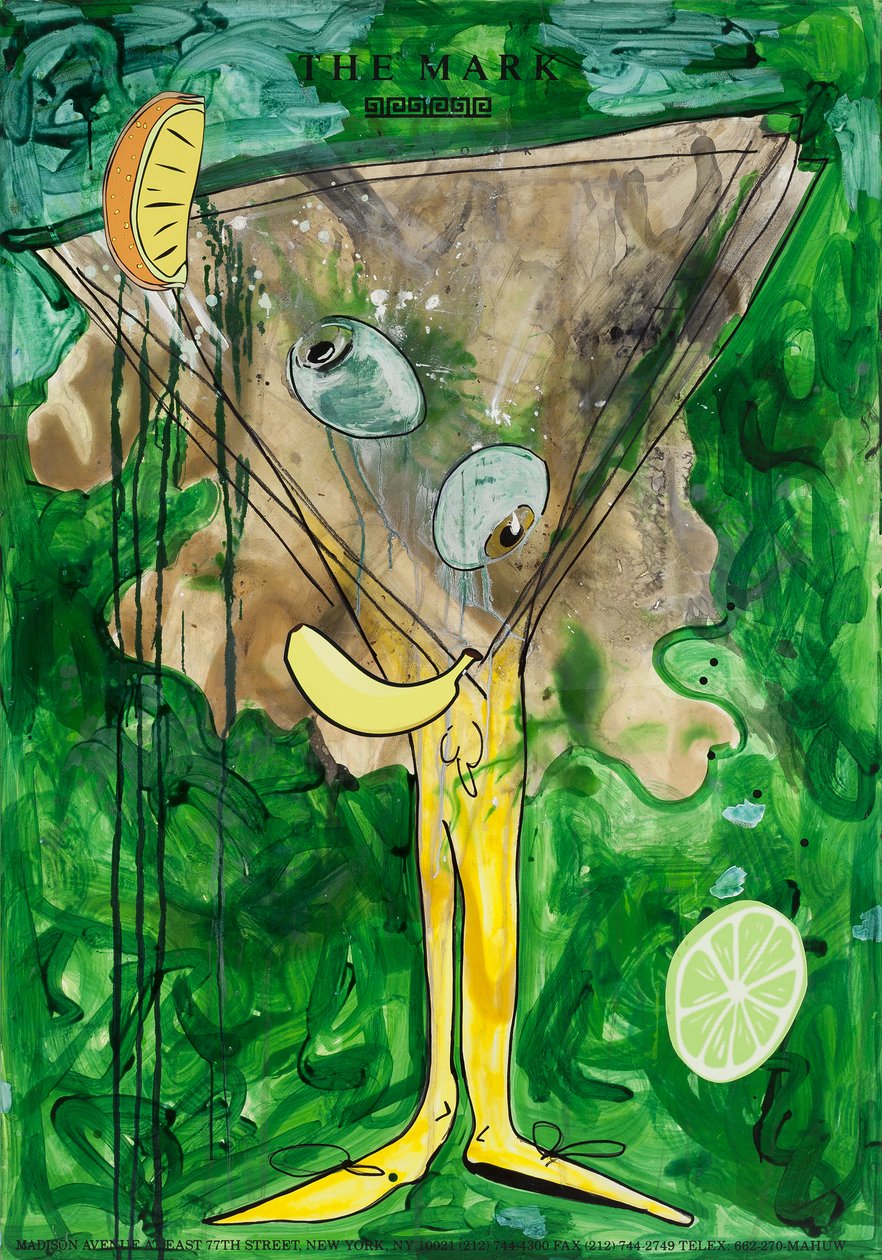 Fruitbreakthrough, 2010 (mieszane media na papierze akwarelowym zamontowanym na panelu z przepisem na odwrocie) autorstwa Jay Batlle