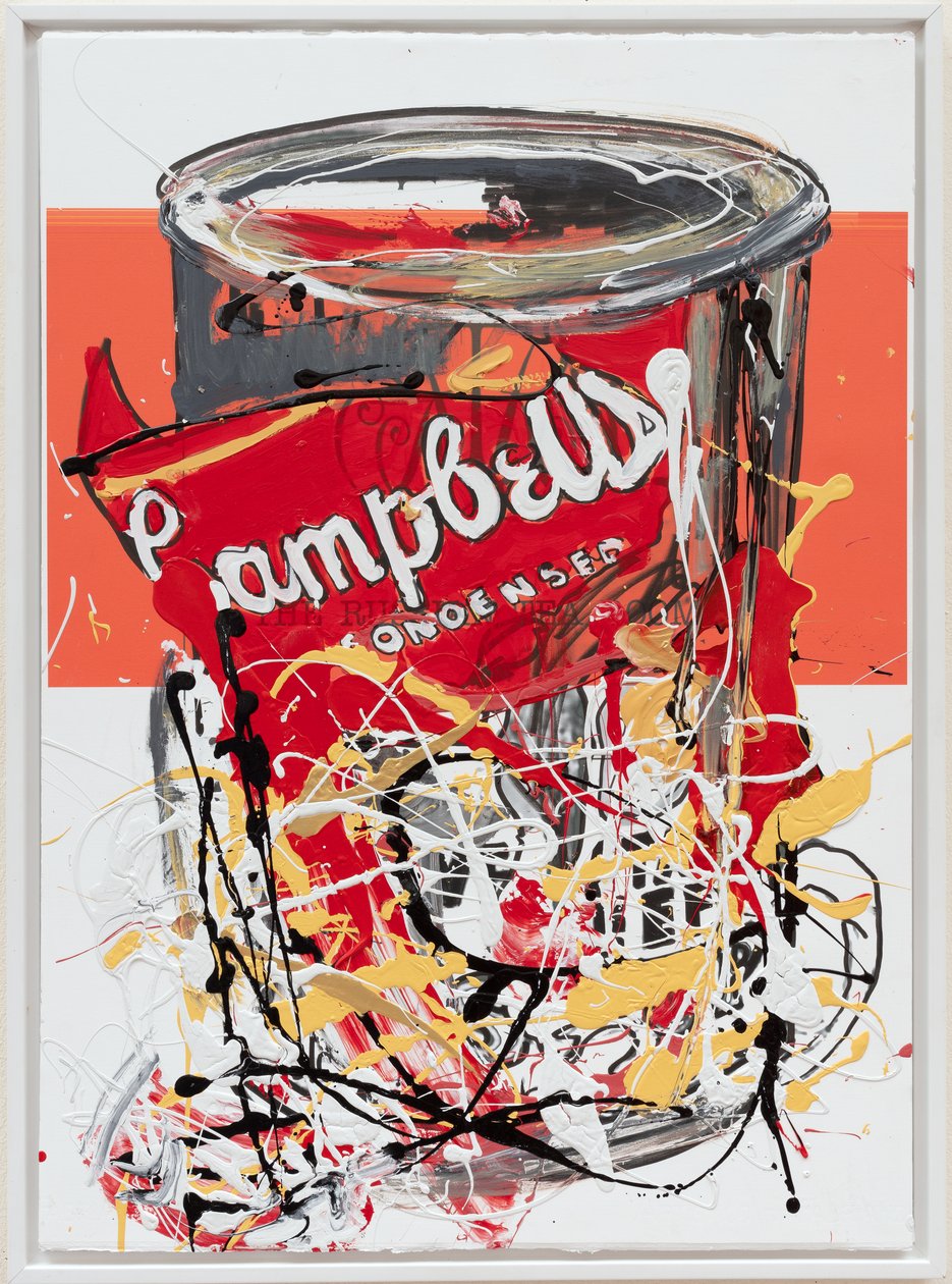Soup Can 2 Russian, 2019 (farba domowa i tusz na płótnie) autorstwa Jay Batlle