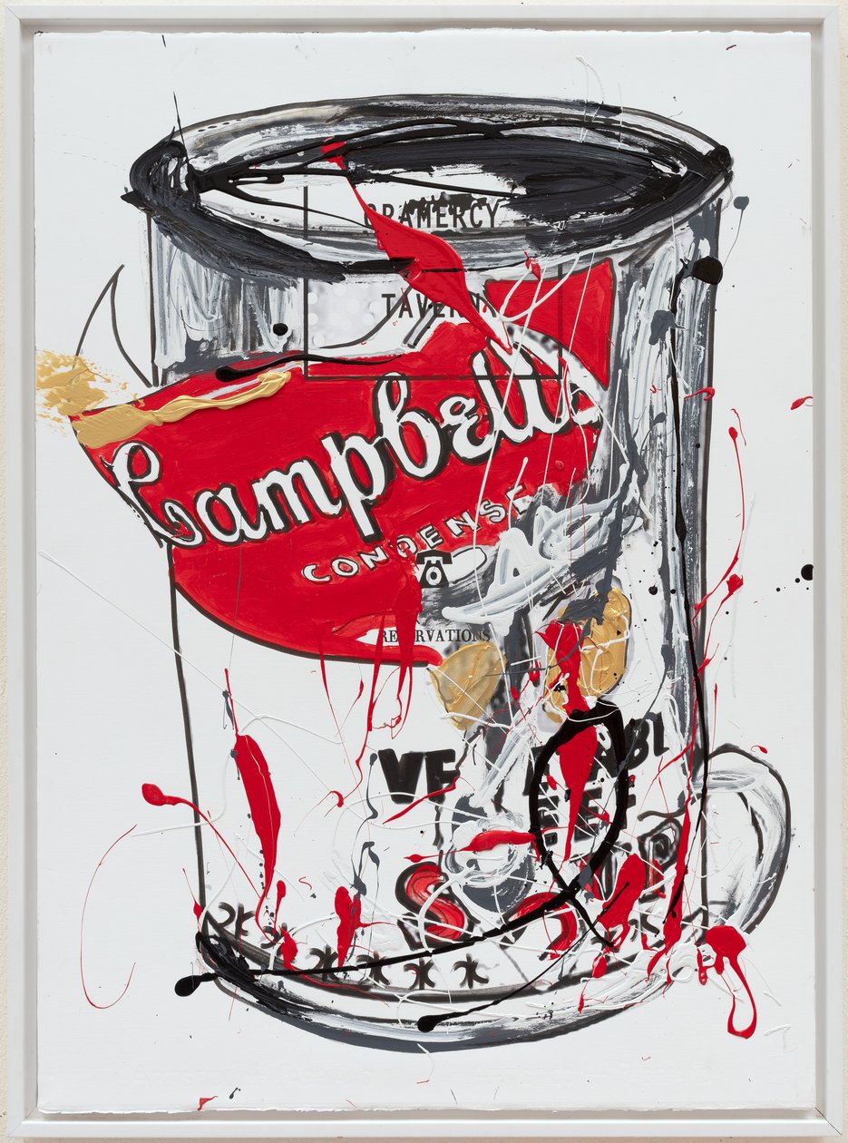 Soup Can 3 NewYorker, 2019 (farba domowa i tusz na płótnie) autorstwa Jay Batlle