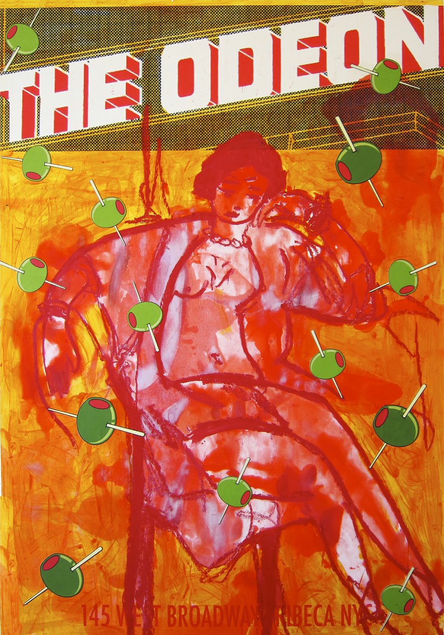 The Odeon, 2012 (mieszane media na papierze akwarelowym zamontowanym na panelu z przepisem na odwrocie) autorstwa Jay Batlle